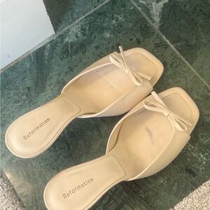 Reformation Beige Women's Mules with Bow